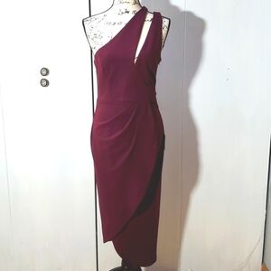 Lulu's One Shoulder Burgundy Dress Modern Contemporary Dance Party Sz.Medium